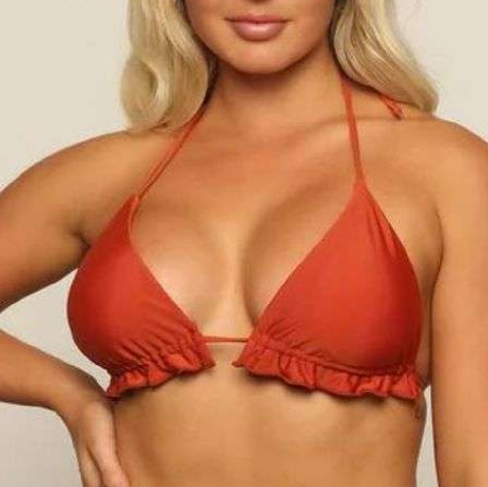 Sunny Bunny Swim String Bikini Top in Rust Sz M